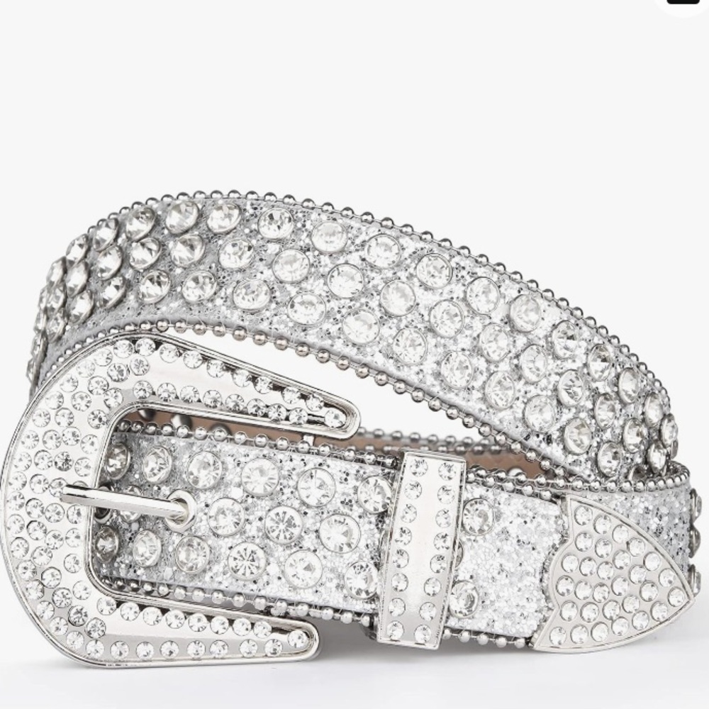 WHIMSY-GOTH UNISEX FASHION ALLIGATOR LEATHER RHINESTONE BELT. AMAZING SPARKLE